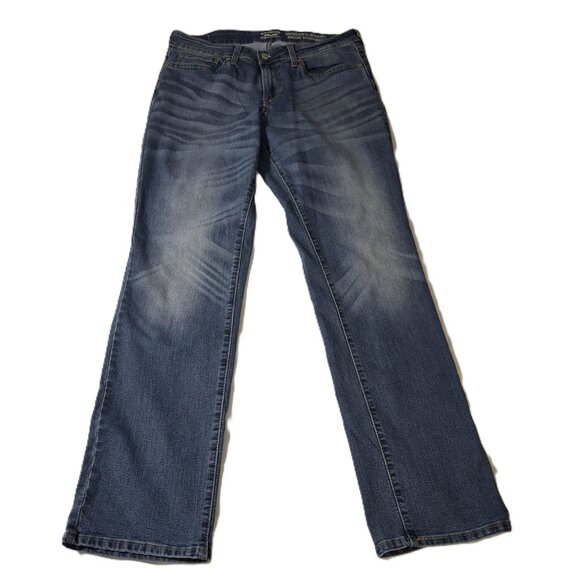 Levi Strauss Modern Straight Signature Jeans Size 10 Mid Rise Dark Wash - Picture 1 of 16